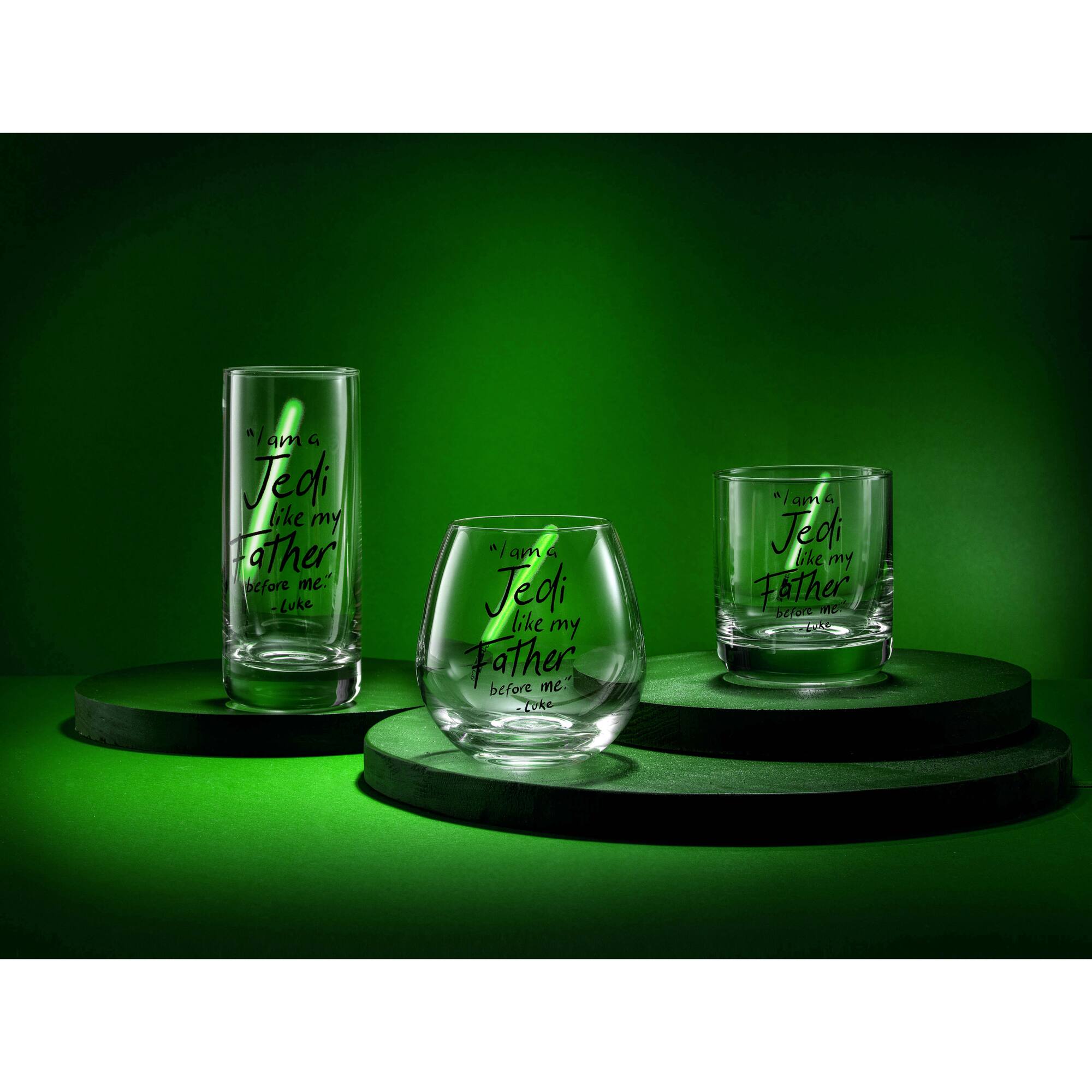 JoyJolt® Star Wars™ 15oz. New Hope Luke Skywalker Green Lightsaber Stemless Drinking Glass, 2ct.